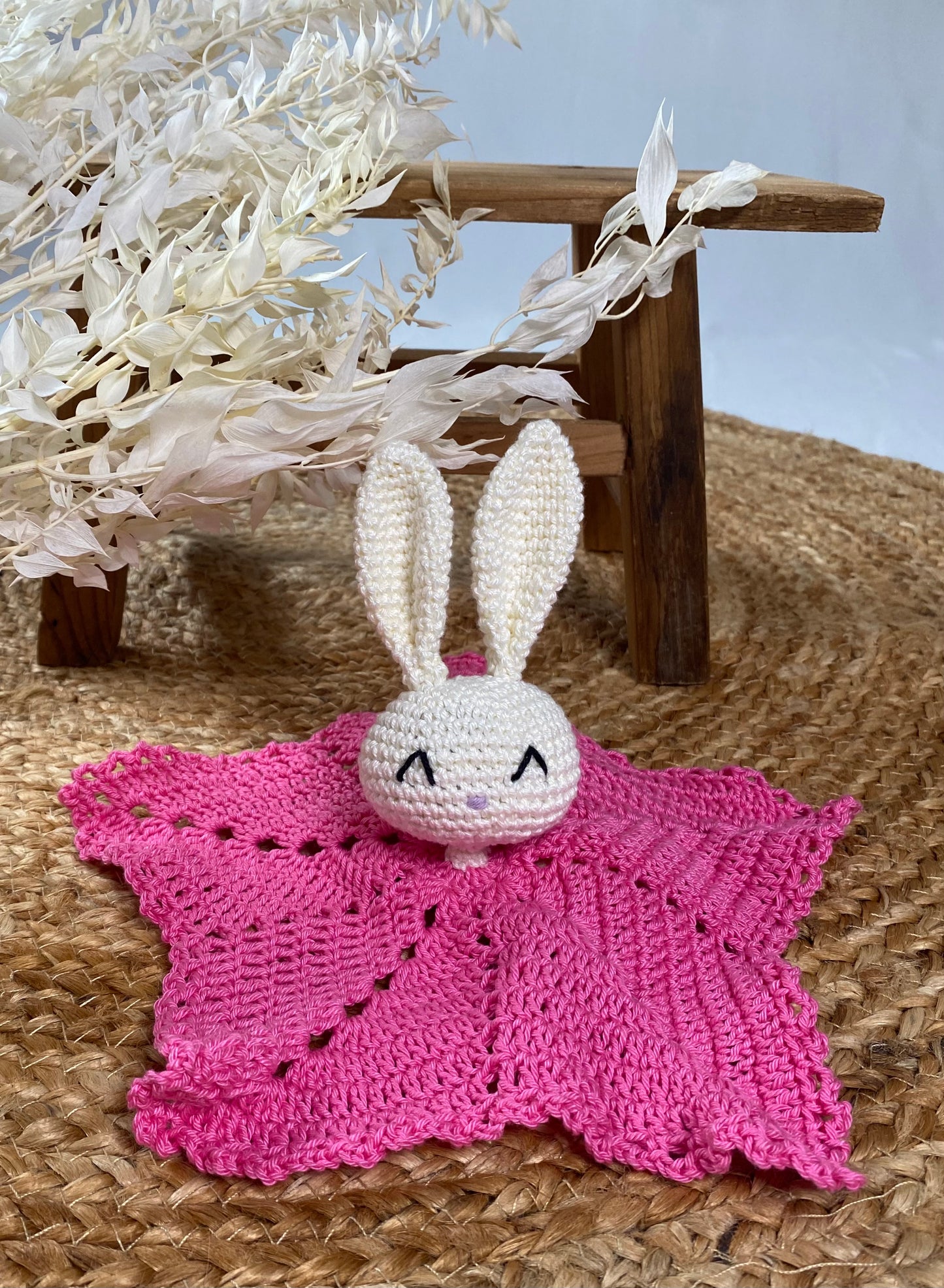 Doudou Crochet Lapin Unique fait main 100% Coton