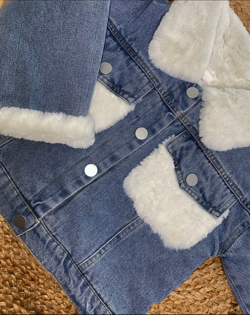 Veste en Jeans avec Doublure en Fausse Fourrure Fille