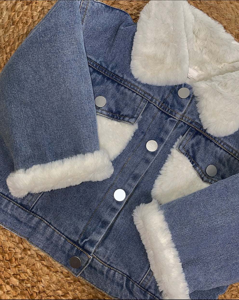 Veste en Jeans avec Doublure en Fausse Fourrure Fille