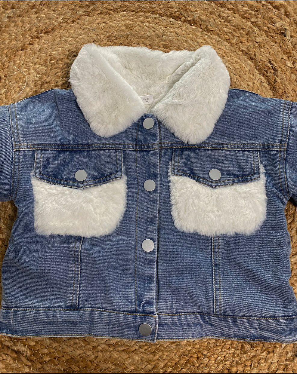 Veste en Jeans avec Doublure en Fausse Fourrure Fille