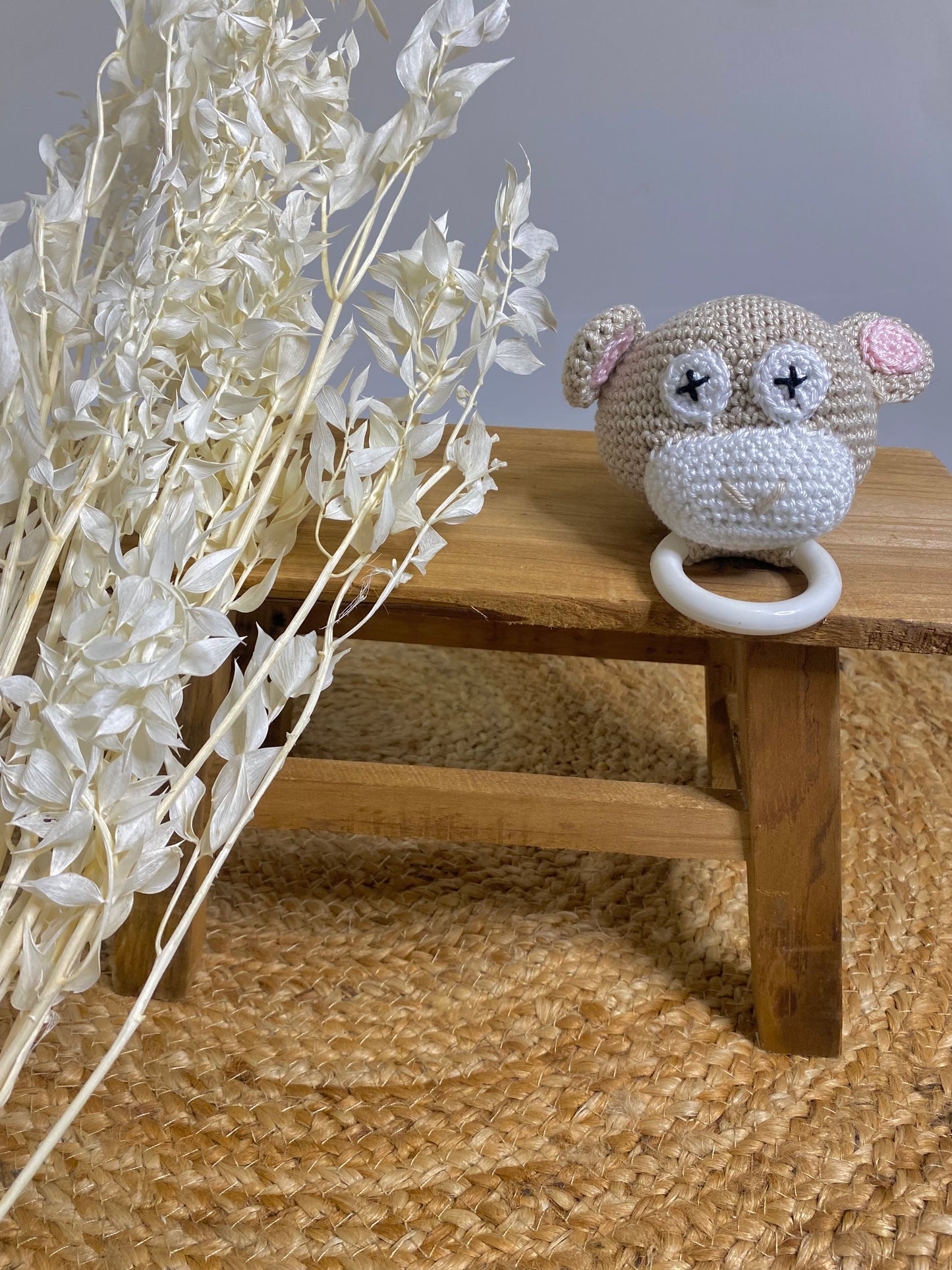 Animal Crochet fait-main 100% Coton avec anneau de dentition